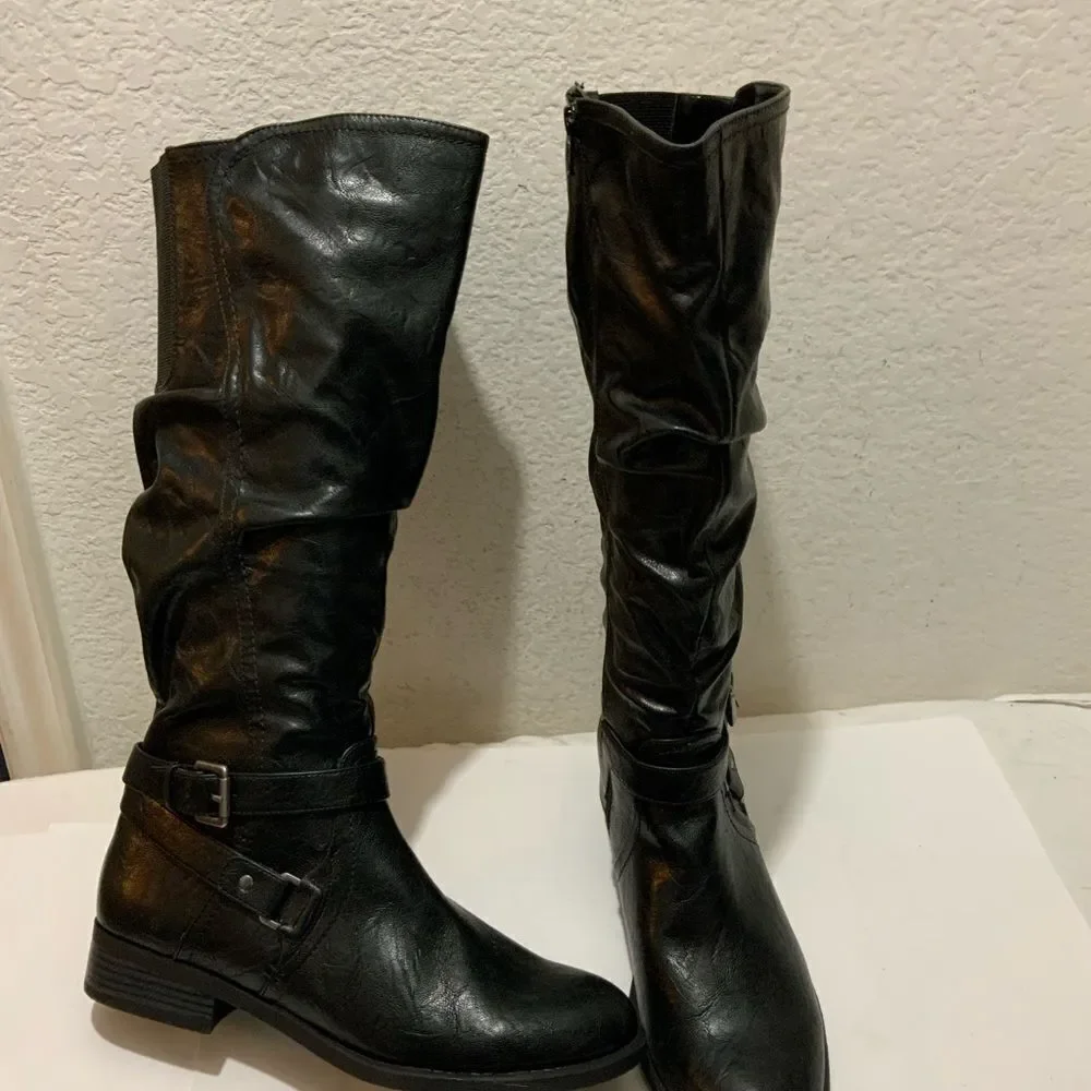 White Mountain Layton knee high boots tall riding black sz 11 M New